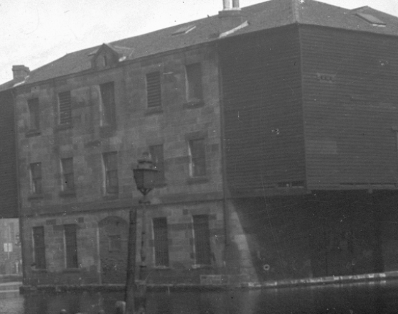 Building stands in middle of Water in Edinburgh's West End.