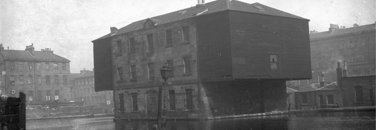 Building stands in middle of Water in Edinburgh's West End.
