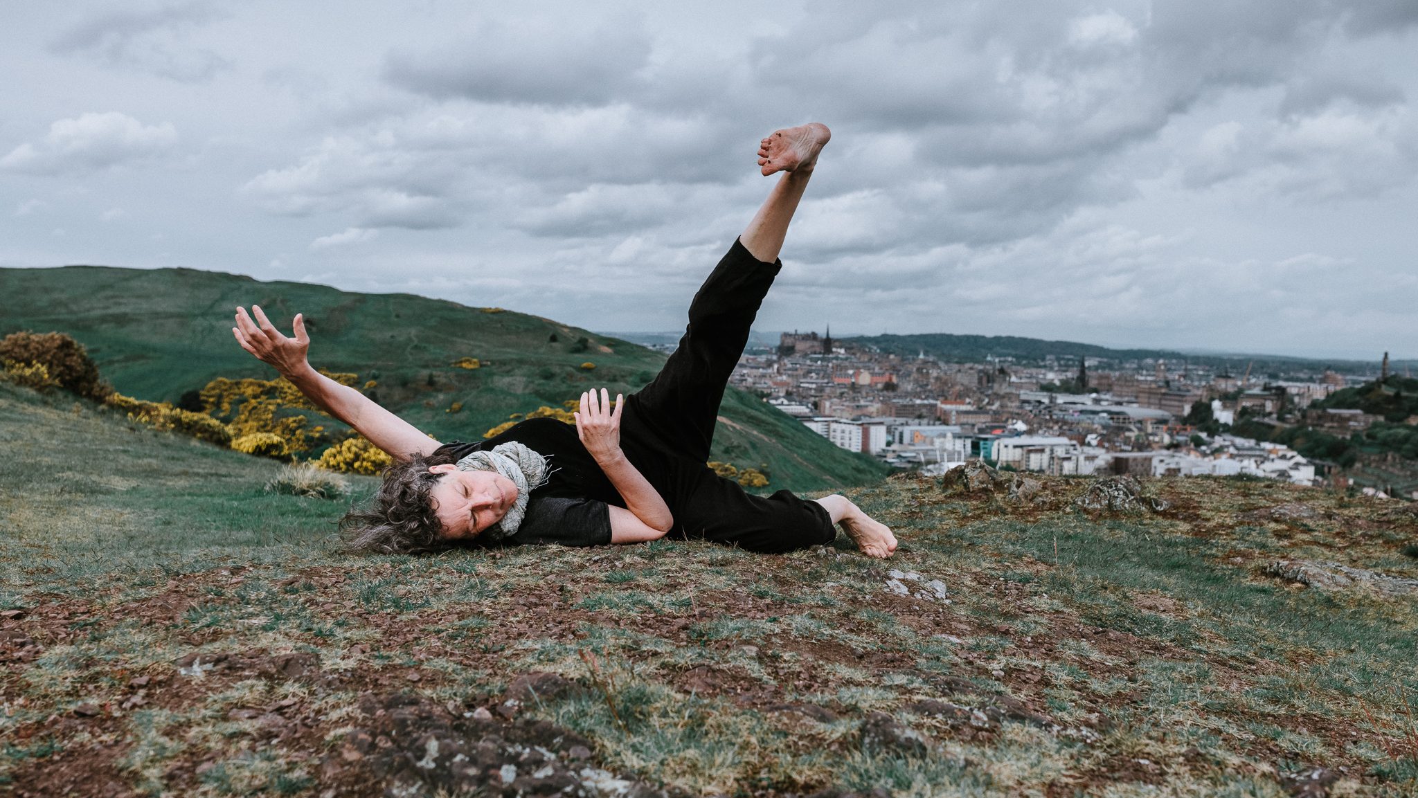 Janice Parker dances on Calton Hill.